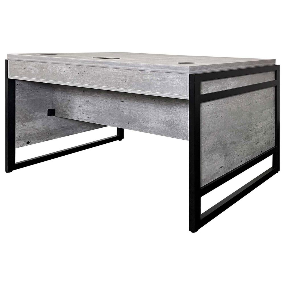 Wycliff Bay Mason 3-Drawer Writing Desk in Concrete and Dark Bronze, , large