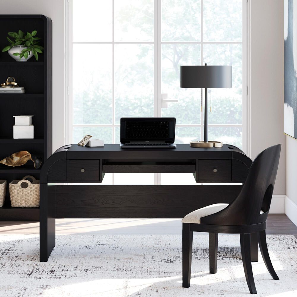 Ashley Rowanbeck 2-Piece Desk and Bookcase Set in Black, , large