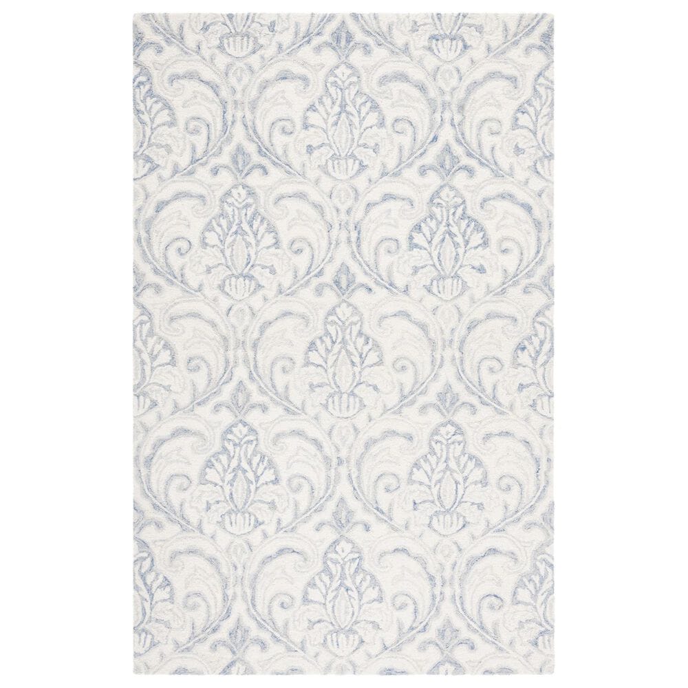 Safavieh Micro-Loop MLP532A 6" x 9" Ivory and Blue Area Rug, , large