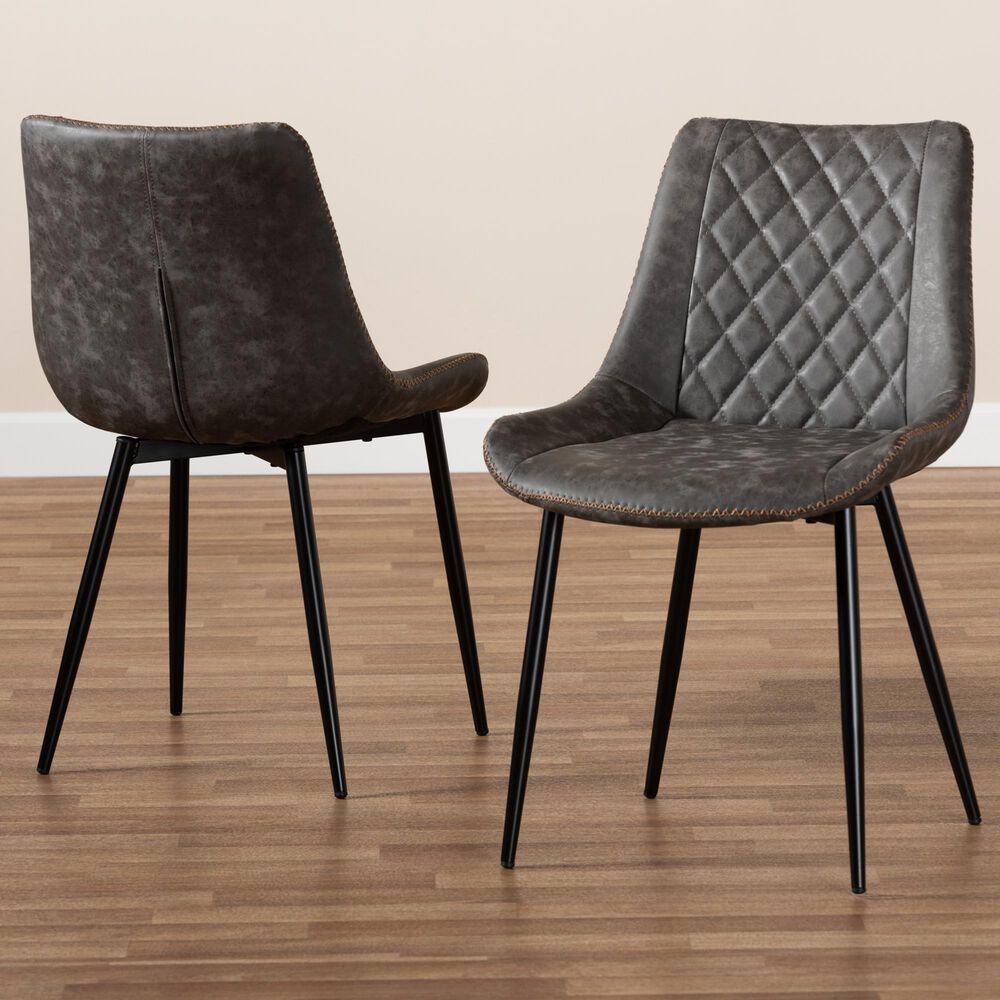 Baxton Studio Loire Dining Chair in Grey/Brown/Black (Set of 2), , large