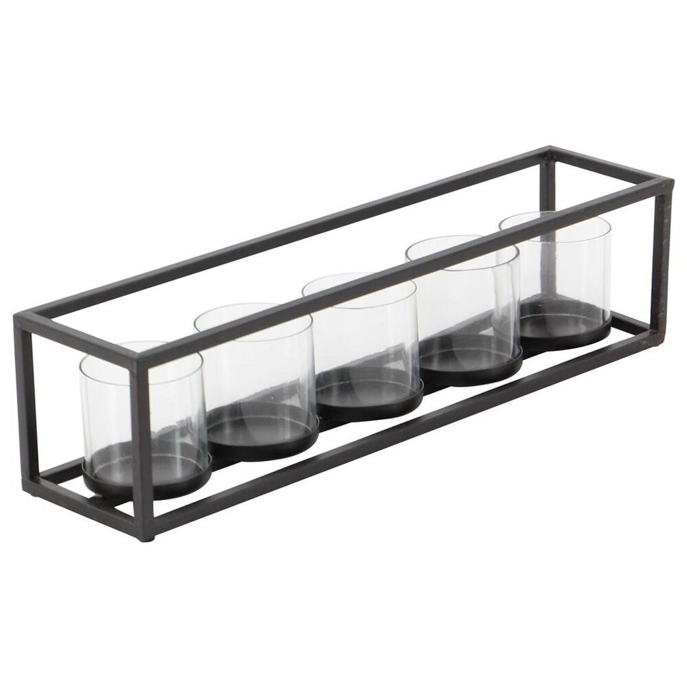 Maple and Jade 5-Glass Sleeve Decorative Candelabra in Matte Black and Clear, , large