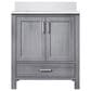 Lexora Home Jacques 30" Single Bathroom Vanity in Distressed Grey with 2 cm White Cultured Marble Top and Rectangular Sink, , large