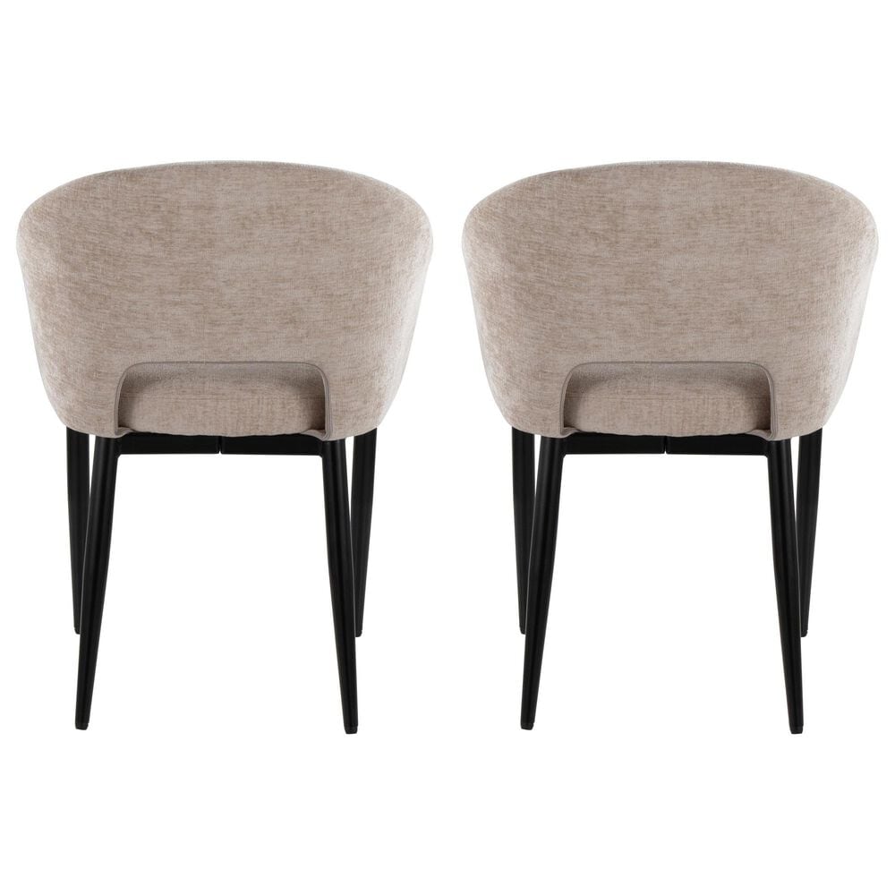 LumiSource Renee Arm Chair with Light Brown Fabric Cushion in Black (Set of 2), , large