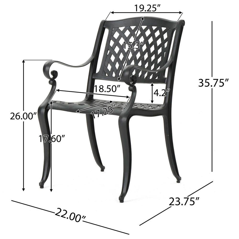 Hearth and Haven Cayman Outdoor Dining Chair in Black &#40;Set of 2&#41;, , large