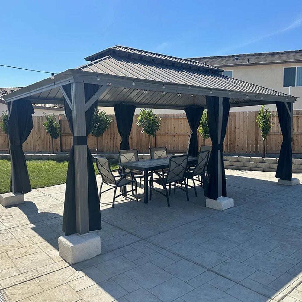 HOMLUX 12'X20' Hardtop gazebo with double roof in Bronze in Gray, , large