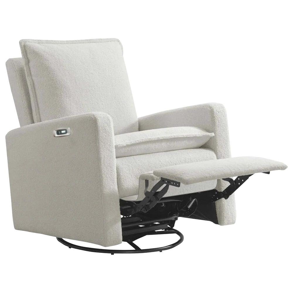 Oxford Baby Uptown Power Swivel Glider Recliner in Boucle White, , large
