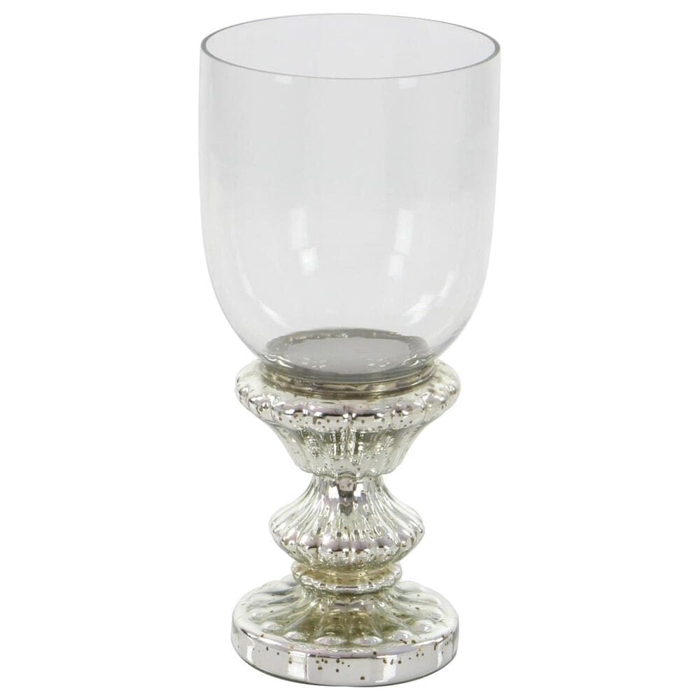 Maple and Jade Handmade Turned Style Pillar Room Hurricane Lamp in Silver, , large