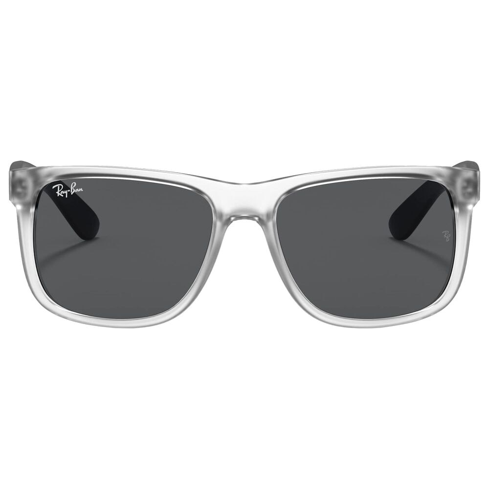 Ray-Ban Justin Sunglasses with Grey Lenses in Matte Transparent and Black, , large