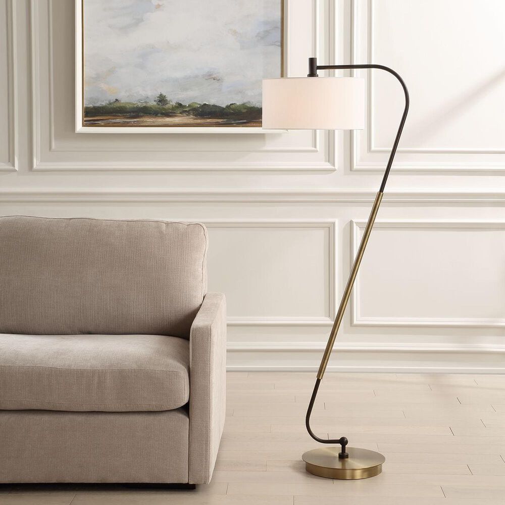 Uttermost Irwin Floor Lamp in Antique Brass and Dark Bronze, , large