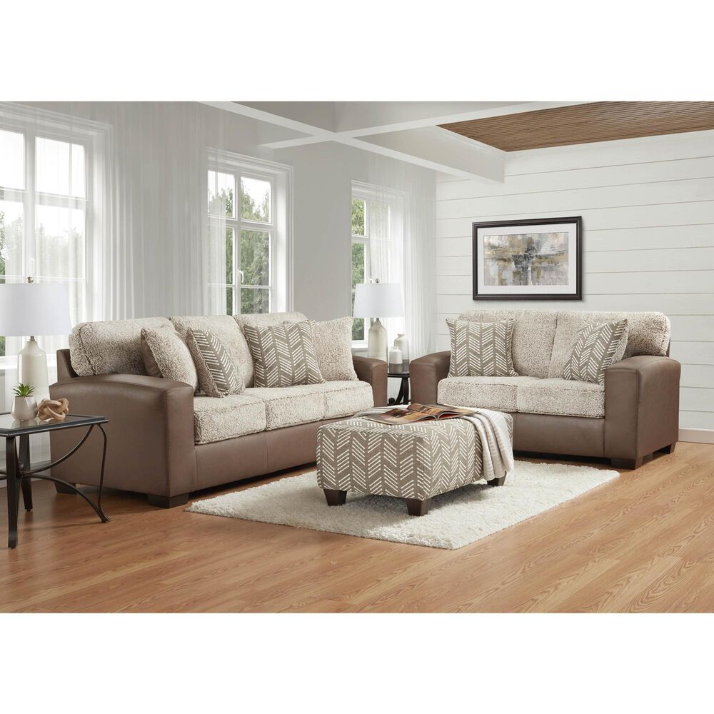 Arapahoe Home Shearling Cocktail Ottoman in Coconut Mocha, , large