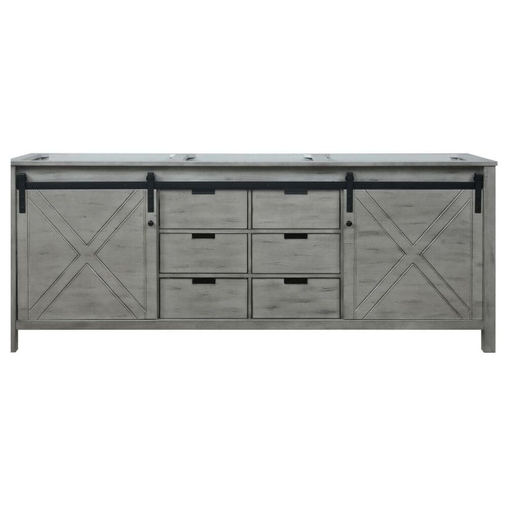 Lexora Home Marsyas 84&quot; Double Bathroom Vanity in Ash Grey with 2 cm White Cultured Marble Top and Rectangular Sinks, , large