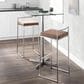LumiSource Fuji 30" Stacker Bar Stool with Brown Cowboy Upholstery in Stainless Steel (Set of 2), , large