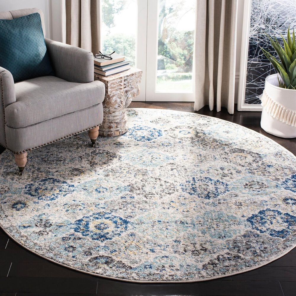 Safavieh Madison MAD611A 4&#39; Round Ivory and Aqua Area Rug, , large