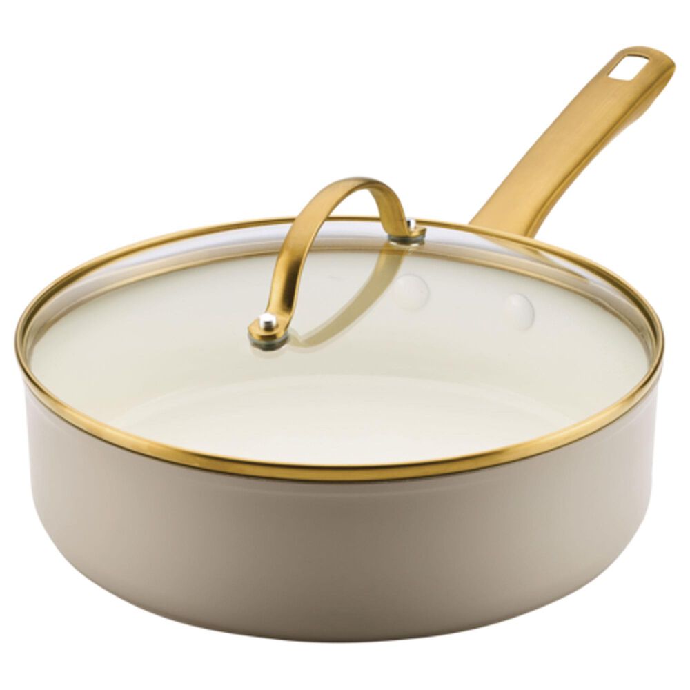 Faber Farberware Forged Induction Ceramic Nonstick Saute Pan with Lid, 3 Quart in Taupe, , large