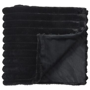 K & K Interiors 60" Faux Fur Throw Blanket in Black, , large