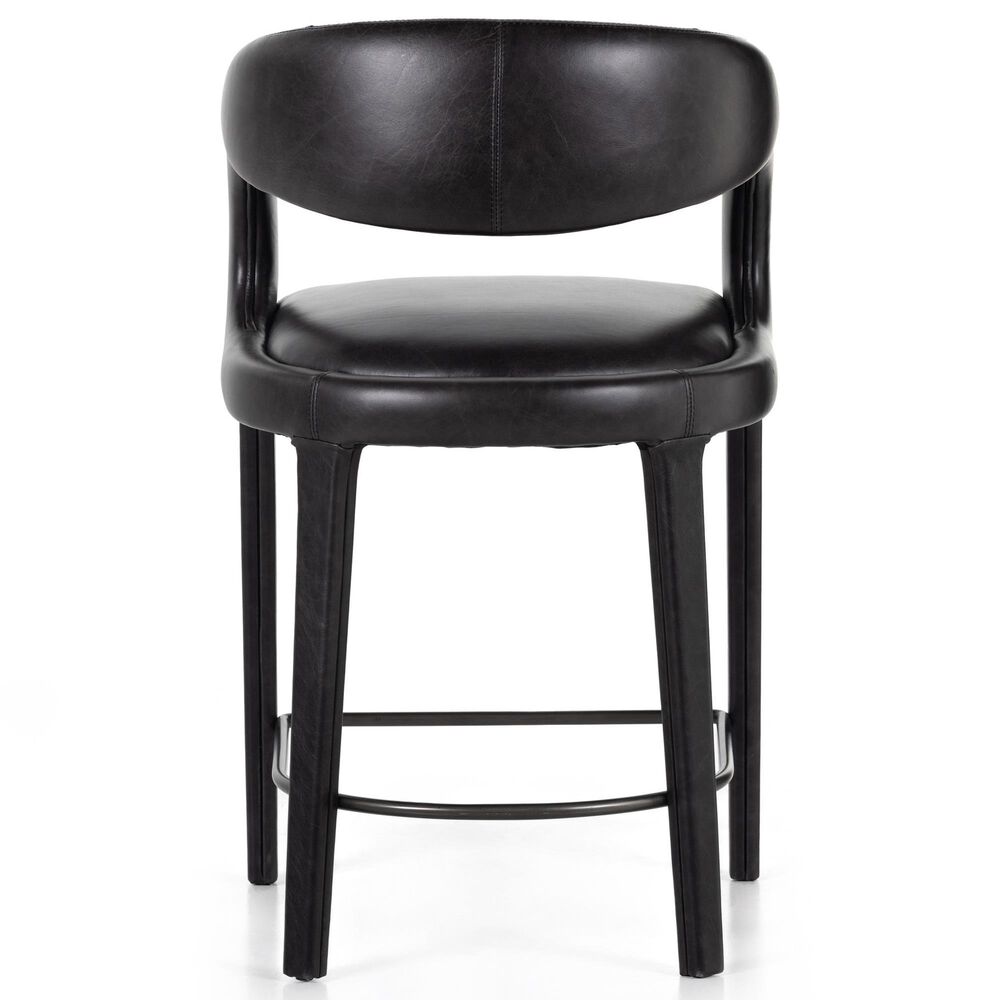 Four Hands Hawkins Counter Stool in Sonoma Black Top Grain Leather, , large