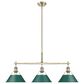 Golden Lighting Orwell 3-Light Linear Pendant with Pine Green Shade in Aged Brass, , large