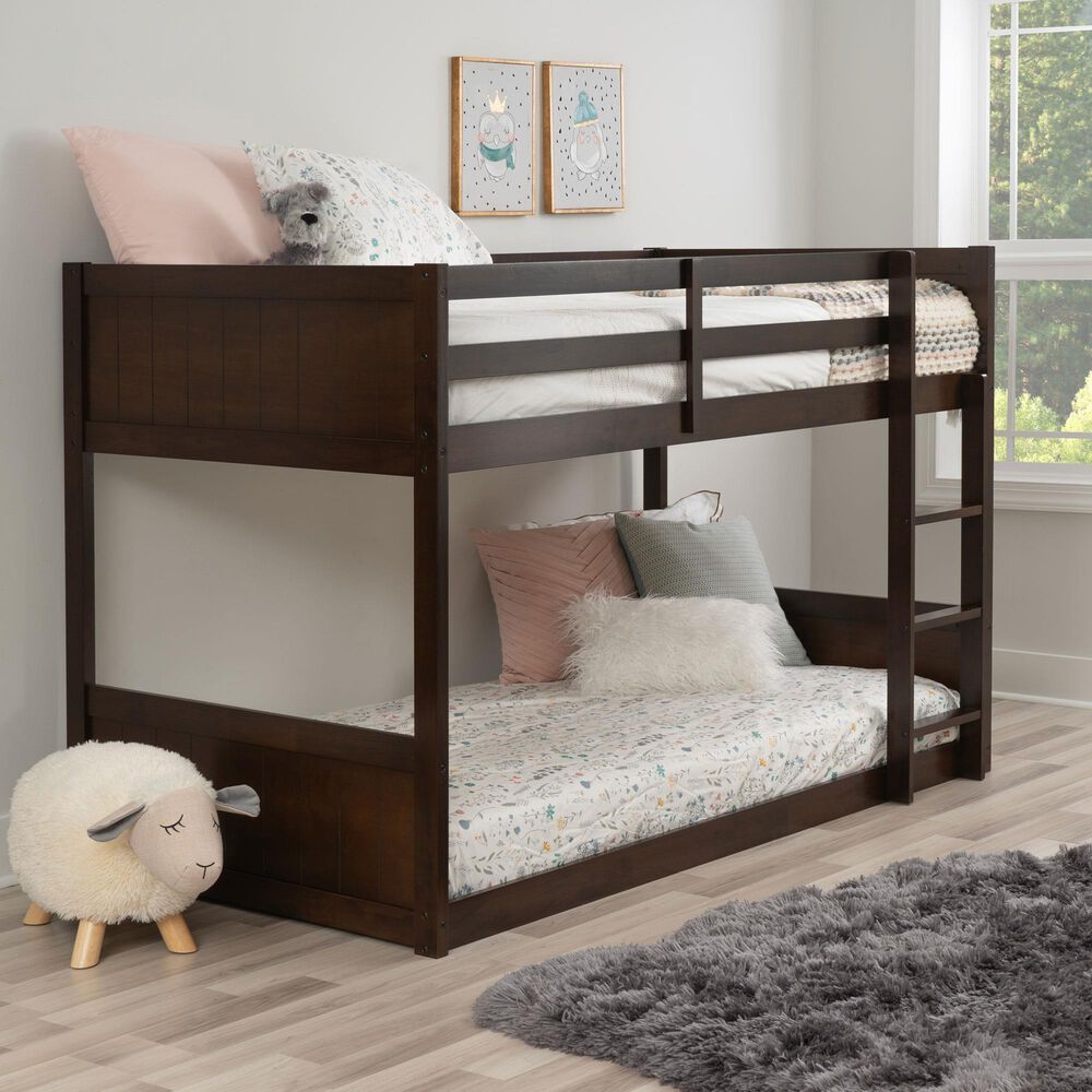 Linon Home Decor Darcy Low Profile Twin over Twin Bunk Bed in Espresso, , large