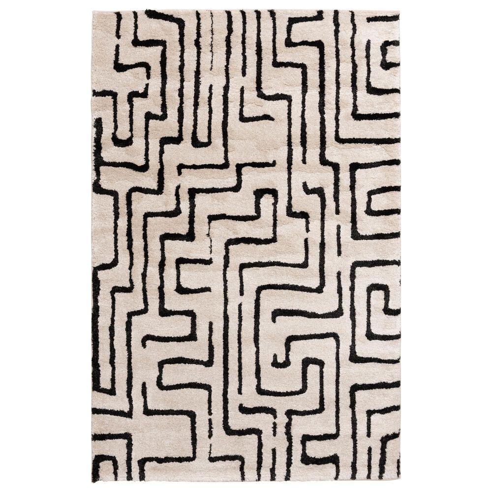Central Oriental Oklahoma Charlin White Sand and Iron 5" x 7"3" Area Rug, , large