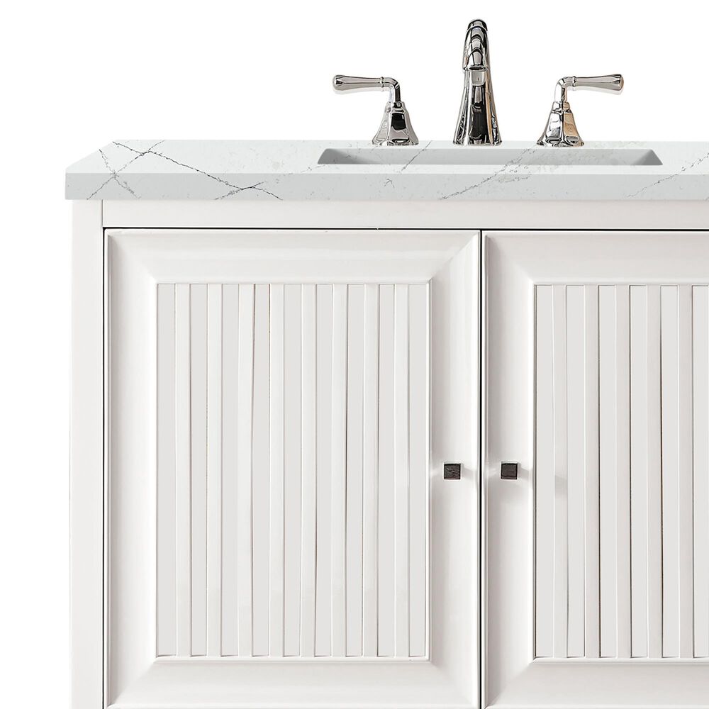 James Martin Vanities Athens 36&quot; Single Bathroom Vanity in Glossy White with 3 cm Ethereal Noctis Quartz Top and Rectangular Sink, , large