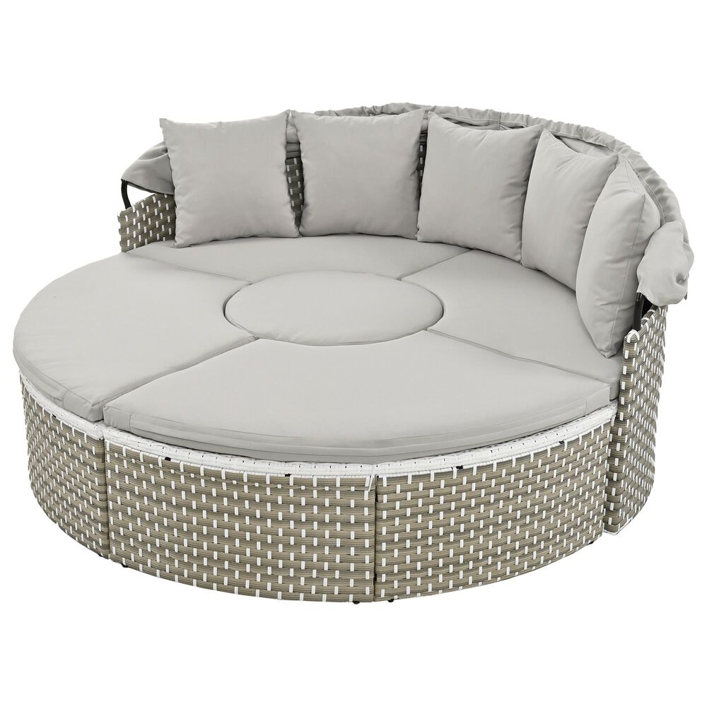 HOMLUX Patio Furniture Round Outdoor Sectional Sofa Set in Grey, , large