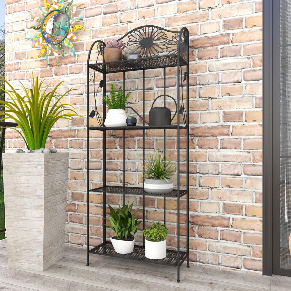 Maple and Jade 66&quot; Traditional Bakers Rack in Black, , large