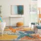 Nourison Aloha 7"10" x 10"6" Blue, Yellow and Orange Indoor/Outdoor Area Rug, , large