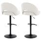 LumiSource Renee Adjustable Swivel Bar Stool with Cream Fabric Upholstery in Black (Set of 2), , large