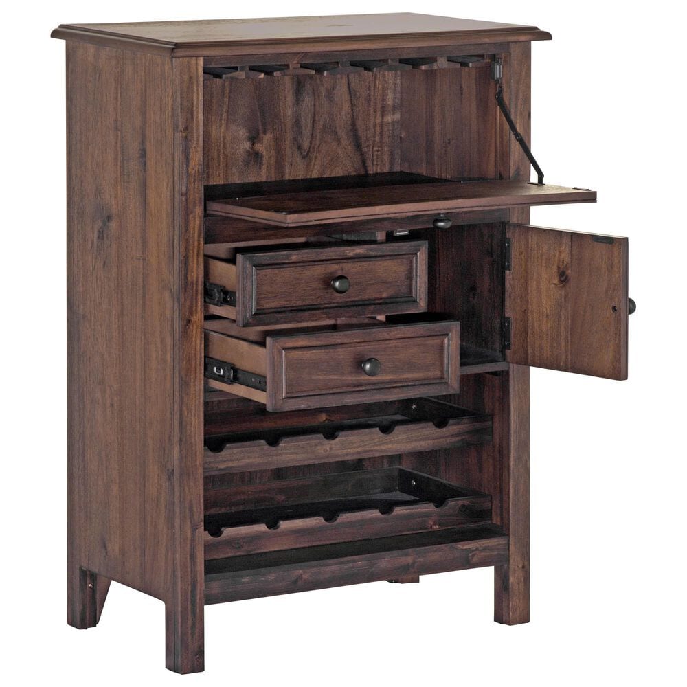 Sterling Timber 2-Drawer Wine Cabinet with Wine Racks in Brown, , large