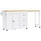 HOMLUX 74.8" Kitchen Island with Extendable Dining Table in White and Natural, , large