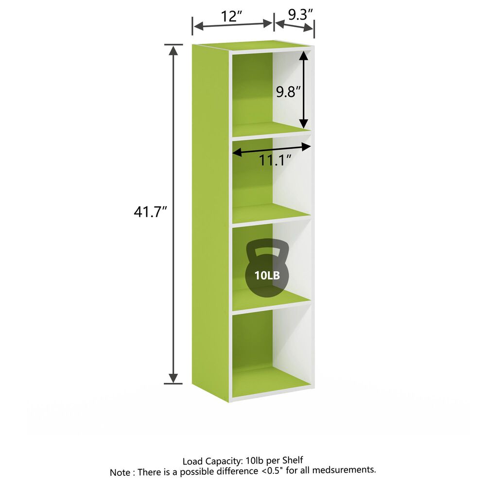 HOMLUX 4-Tier Open Shelf Display Organizer Bookcase in Green and White, , large
