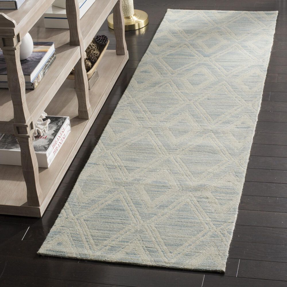 Safavieh Marbella Geometric 2&#39;3&quot; x 8&#39; Light Blue and Ivory Runner, , large