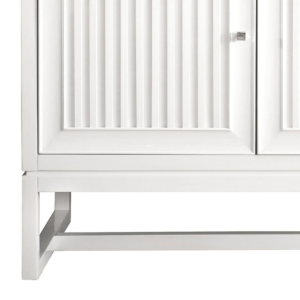 James Martin Vanities Athens 60&quot; Double Bathroom Vanity in Glossy White with 3 cm Carrara White Marble Top and Rectangular Sinks, , large