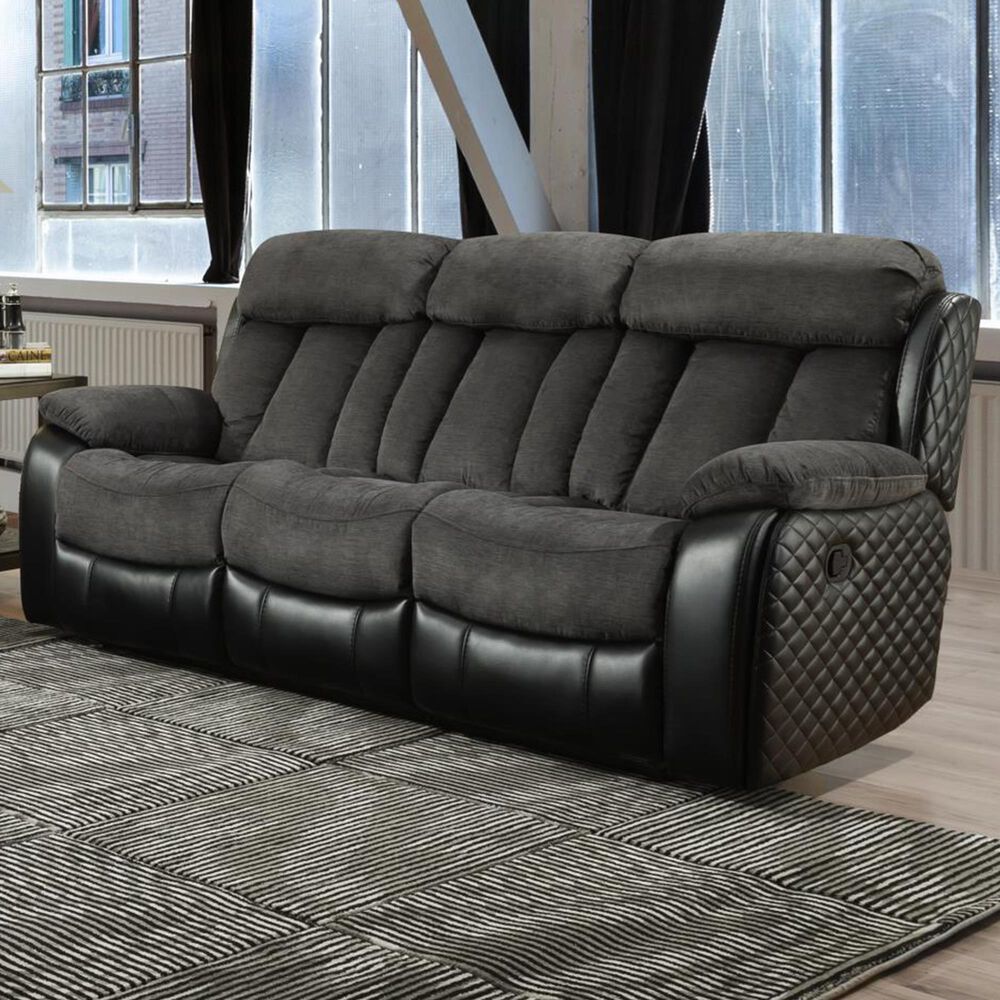 Northwestern Connor Dual Reclining Sofa in Black and Grey, , large