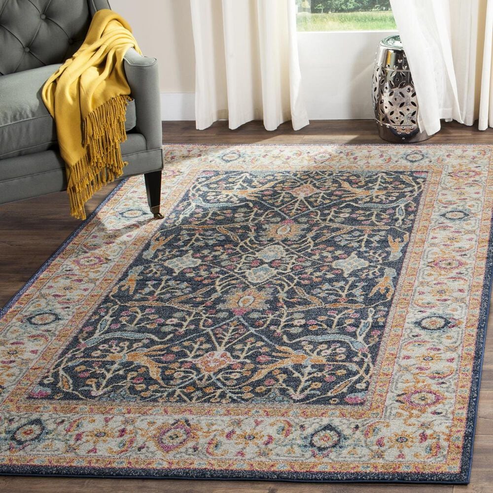 Safavieh Madison MAD612D-4 4" x 6" Navy/Creme Area Rug, , large