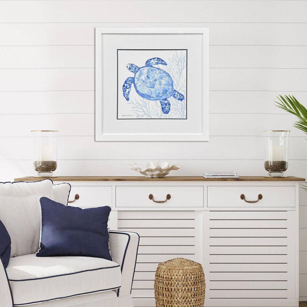 Paragon 29" Square Indigo Ocean Turtle Wall Art in Blue, , large