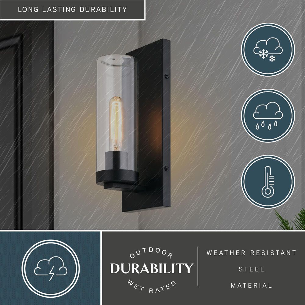 Vaxcel Grantley 1-Light Outdoor Wall Sconce in Matte Black, , large