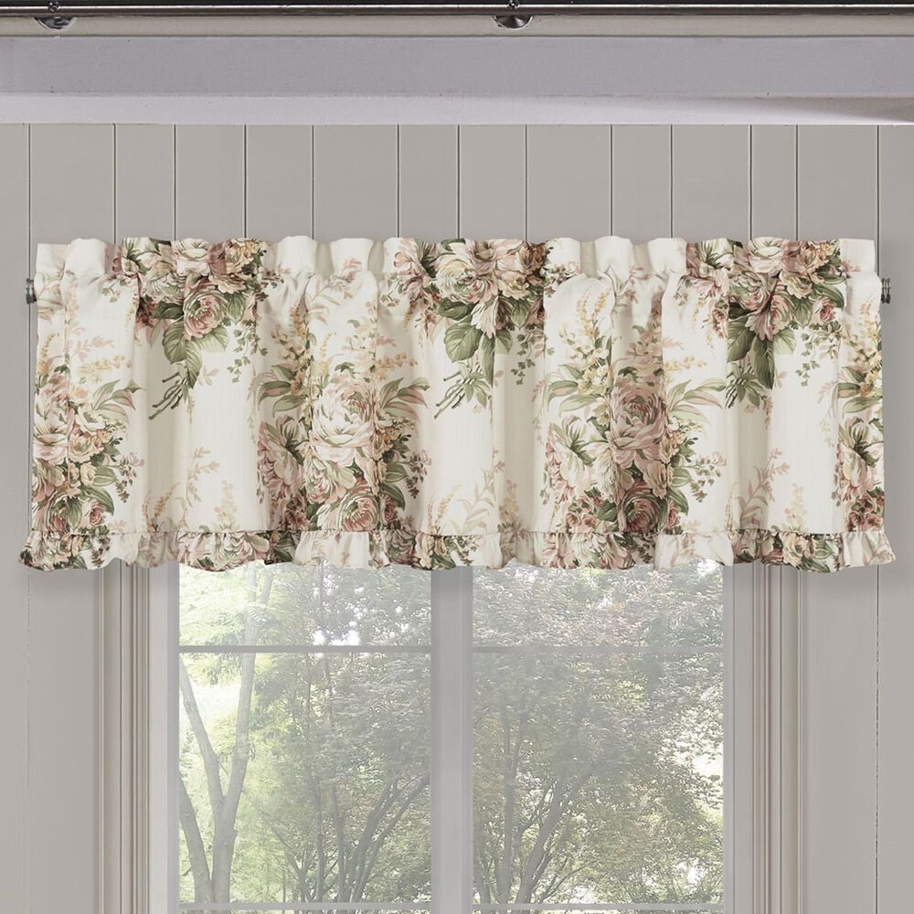 J. Queen New York Estelle 72&quot; x 17&quot; Window Straight Valance in Coral, Rose and Cream, , large