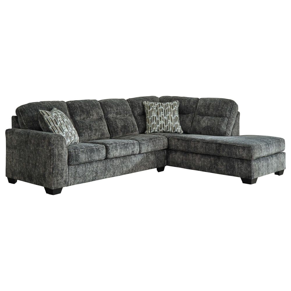 Ashley Lonoke 2-Piece Stationary Sectional Set with Right-Arm Facing Corner Chaise in Gunmetal, , large