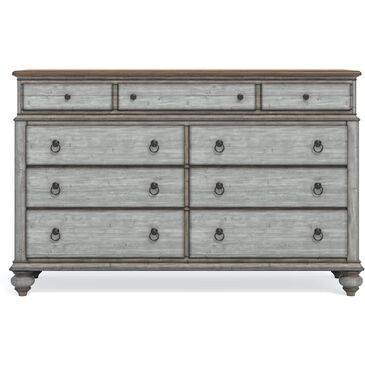 Flexsteel Plymouth 9-Drawer Dresser in Distressed Gray and White, , large