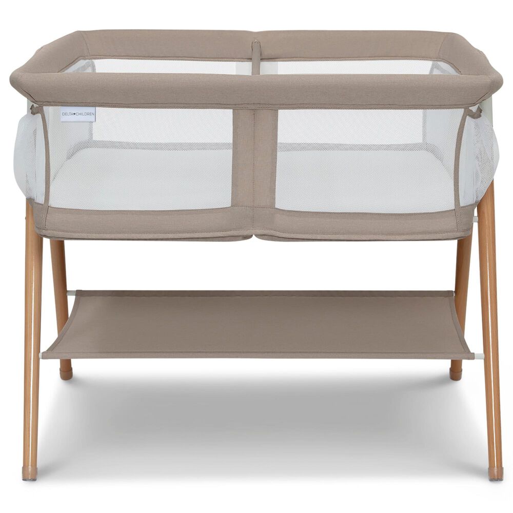 Delta Children Bondi Beechwood Twin Bassinet in Tan, , large