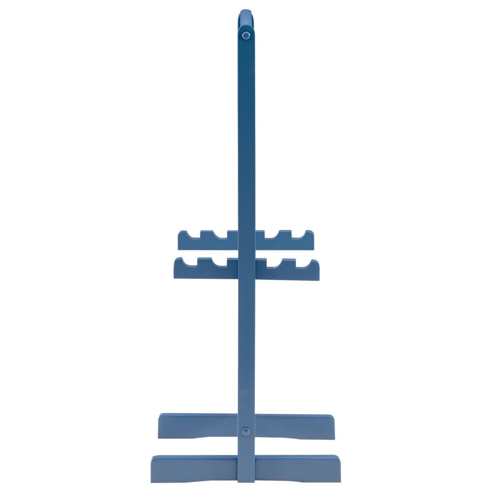 Linon Home Decor Compass Folding TV Tray Table Set with Stand in Navy Blue (Set of 4), , large