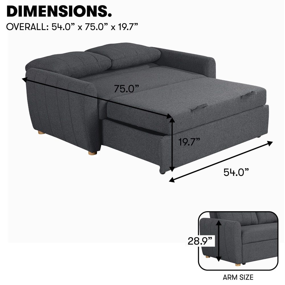 Lifestyle Solutions Galloway Convertible Sofa in Charcoal, , large
