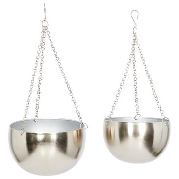 Maple and Jade Glam Hanging Planter in Silver (Set of 2), , large