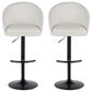 LumiSource Matisse Adjustable Swivel Barstool with Cream Fabric Upholstery in Black (Set of 2), , large