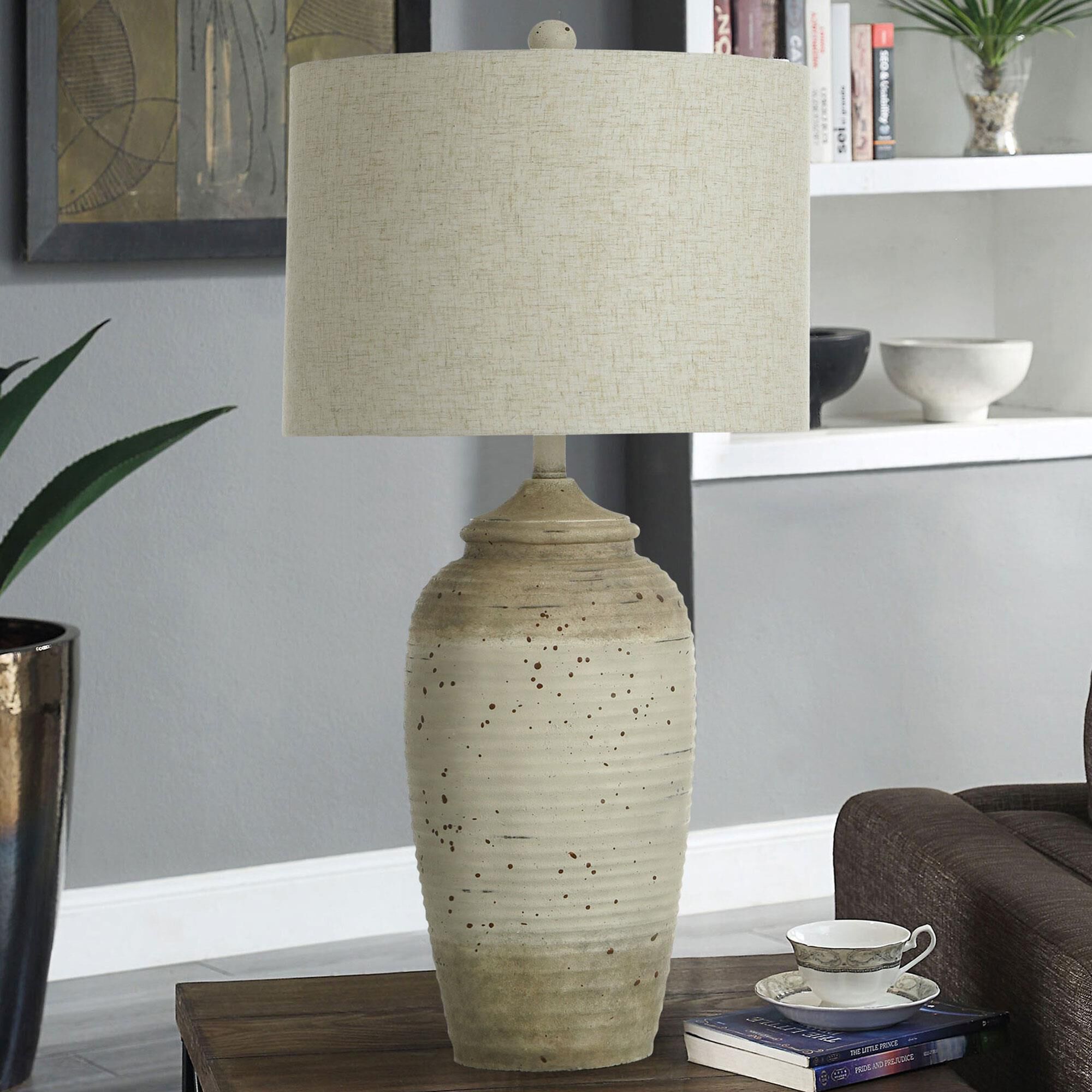 Flair Industries Table Lamp in Speckled Cream and Bronze Cotta