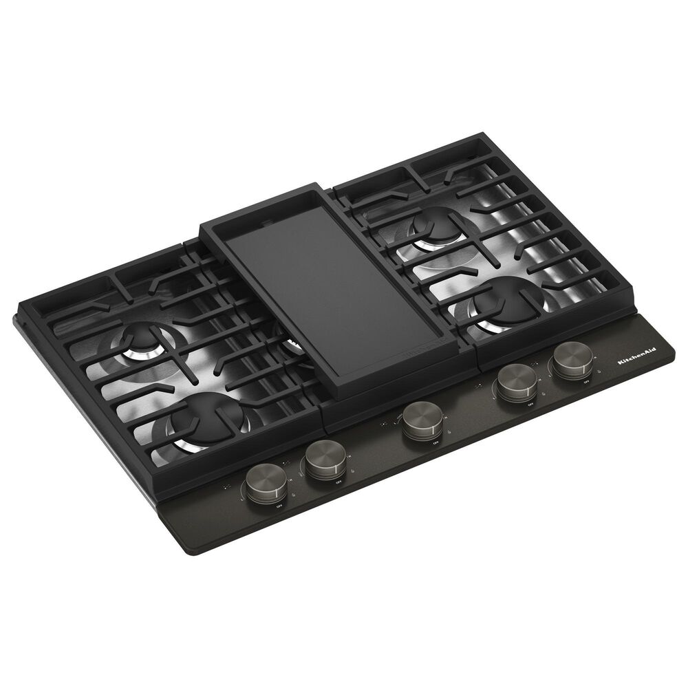 KitchenAid 30" Gas Cooktop with Aluminum Griddle and LED Backlit Knobs in Black Ore, , large