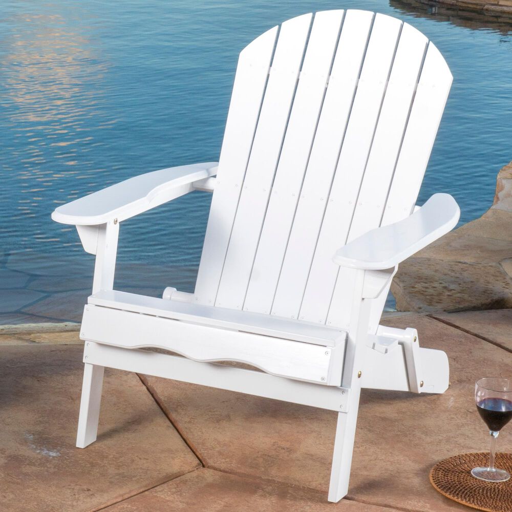 Hearth and Haven Maliu Outdoor Folding Adirondack Chair with Extendable Leg in White, , large