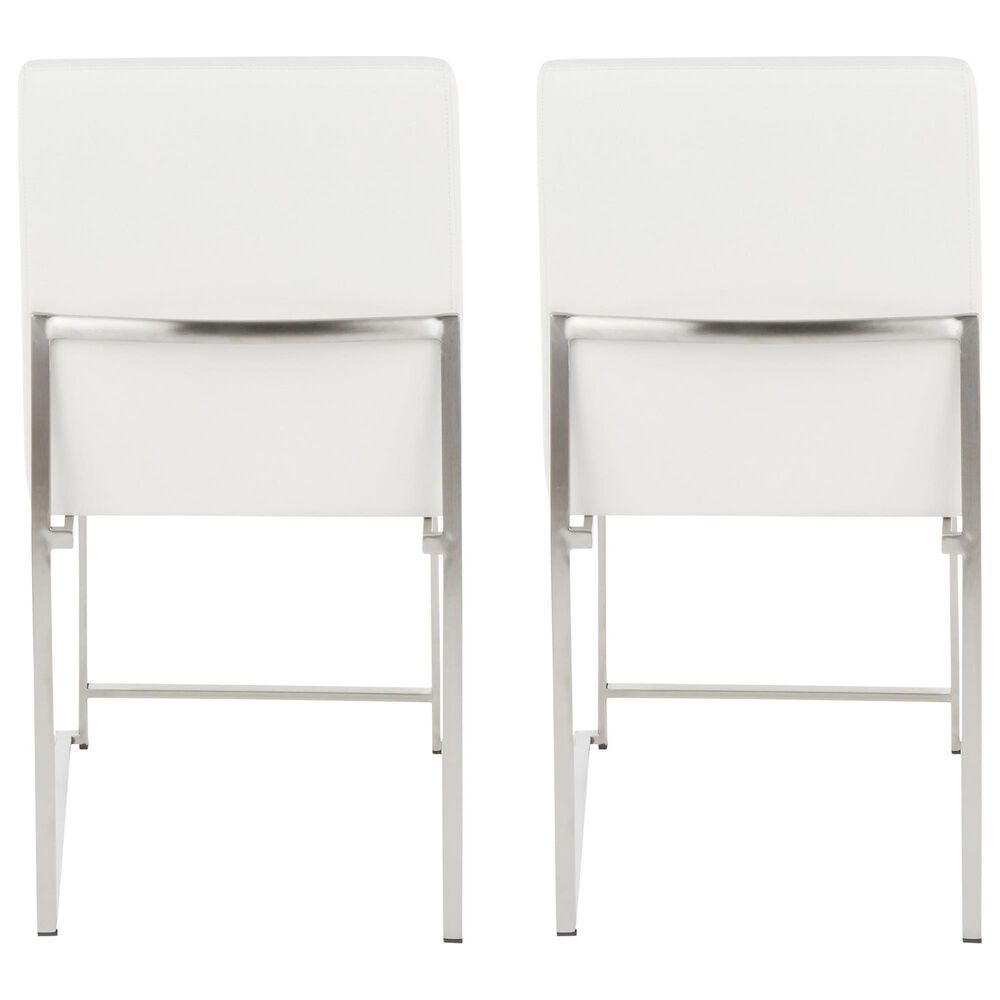 Lumisource Fuji Dining Chair in White/Brushed Stainless Steel (Set of 2