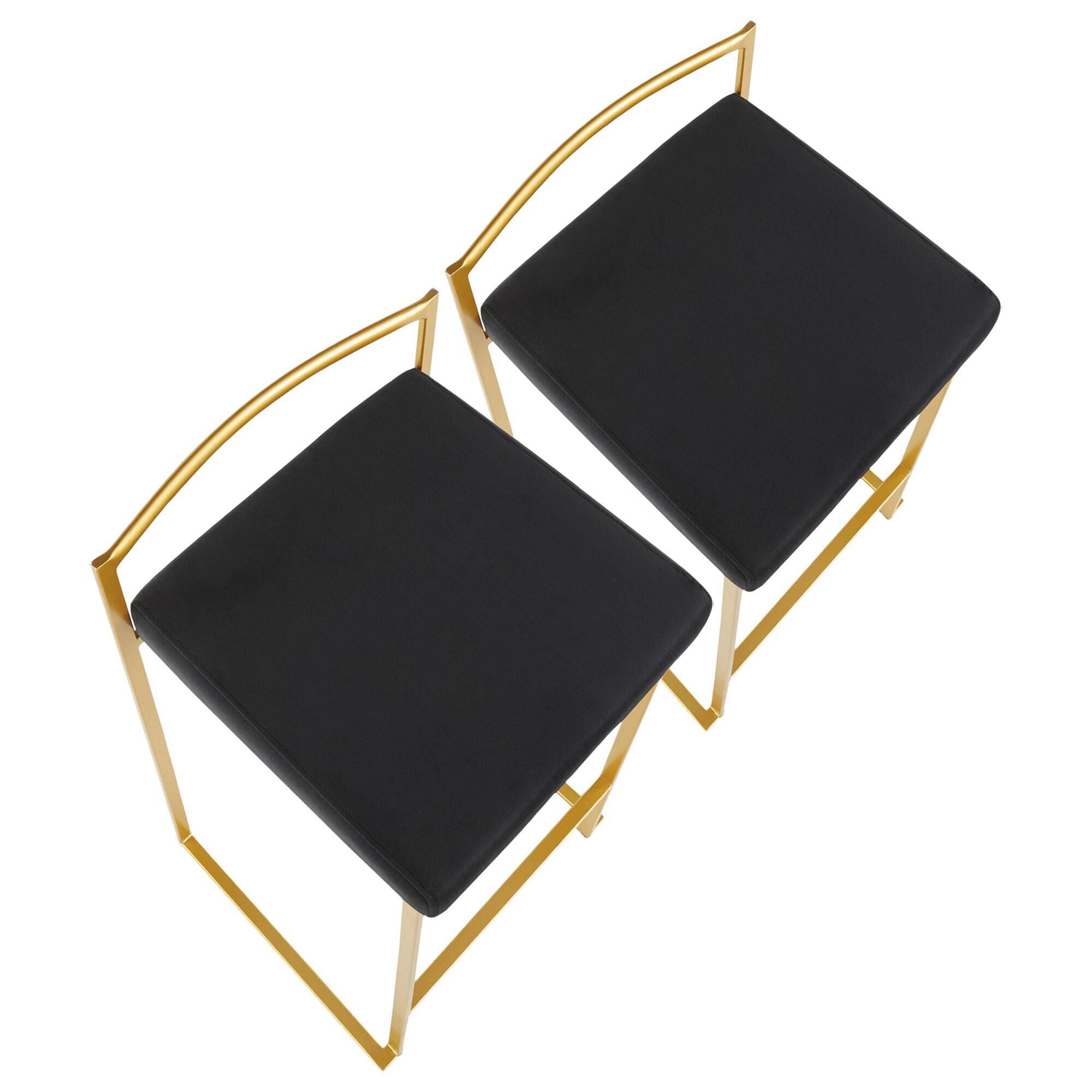 Lumisource Fuji Stackable Counter Stool with Black Velvet Cushion
